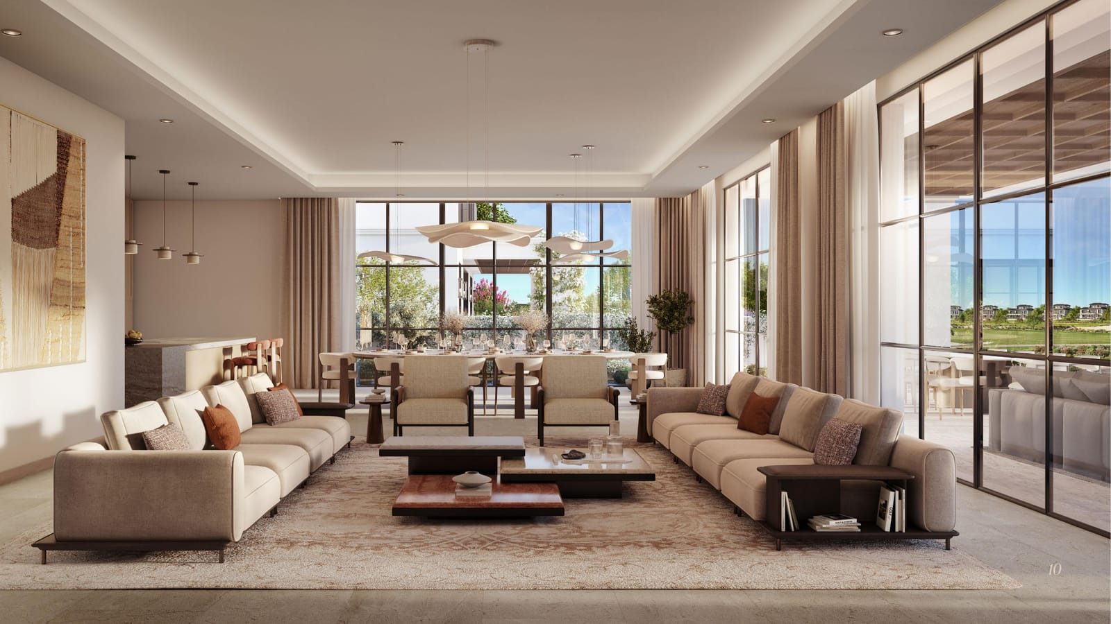 HGE Golf Mansions — living room golf view