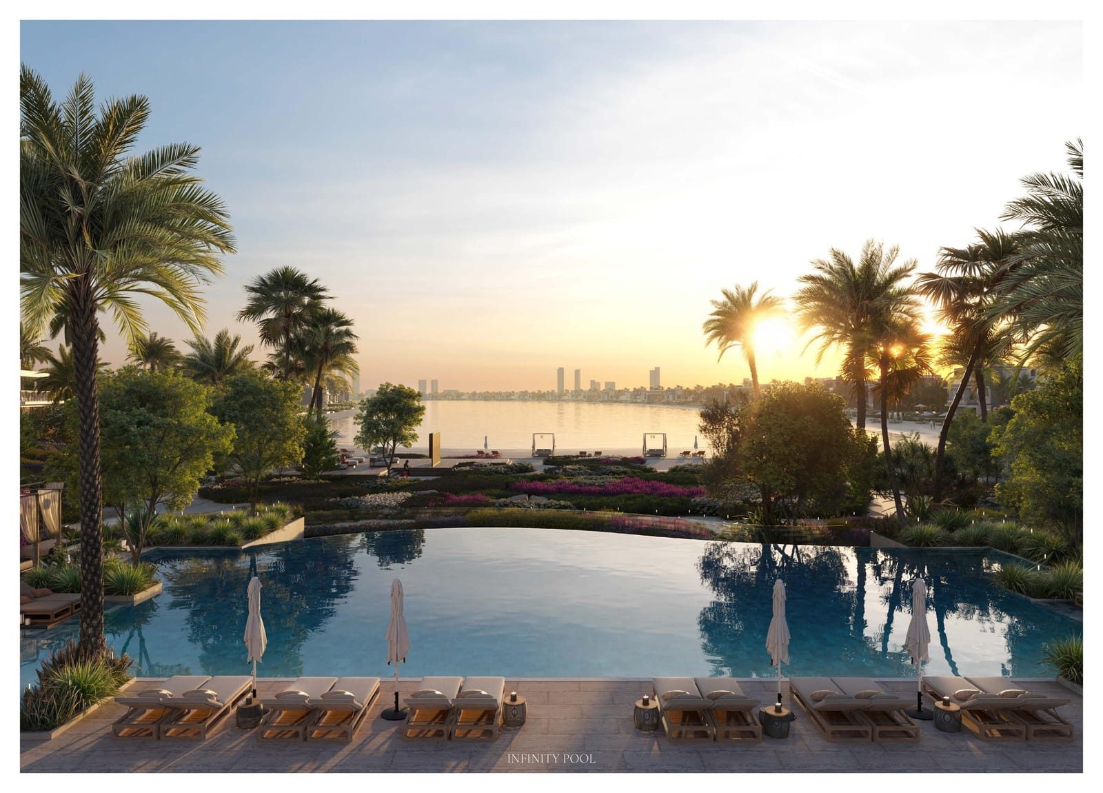 Palm Central Private Residences — infinity pool sunset